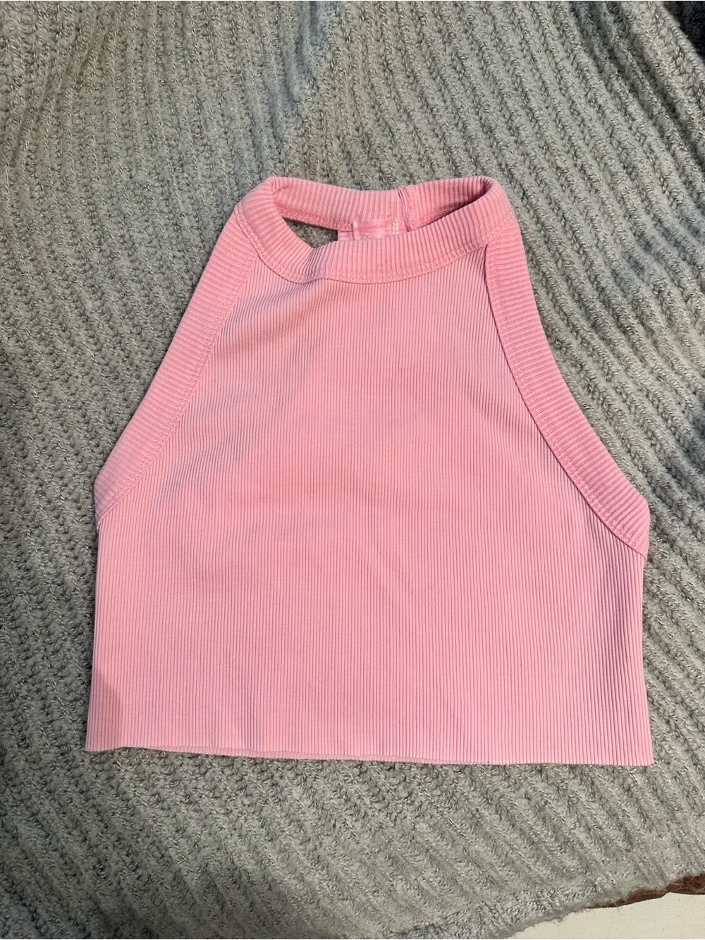 FP Movement by Free People Pink Ribbed Halter Crop Tank